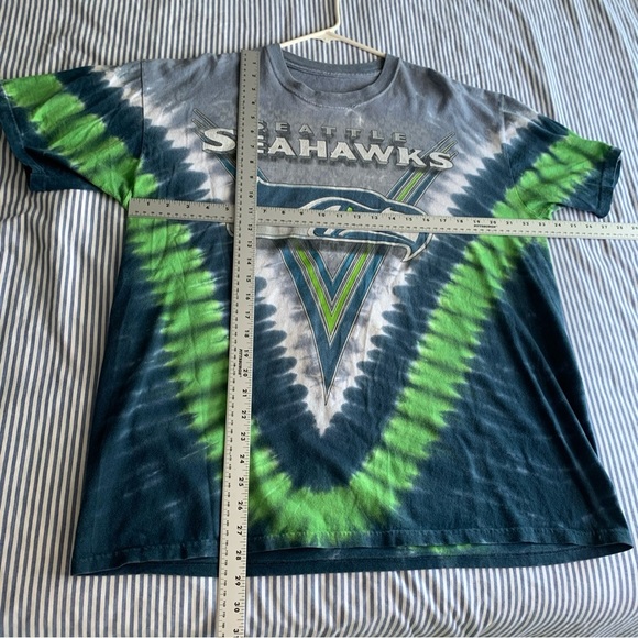 VTG Majestic Shirt Men XL Tie Dye Seattle Seahawks All Over Print Y2K Distressed - Picture 9 of 10